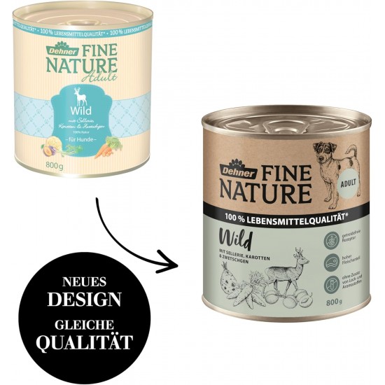 Dehner Fine Nature Dog Food, Food Grade Wet Food for Older Dogs, Duck, 6 x 400 g Tin (2.4 kg) Dehner Fine Nature Dog Food, Food Grade Wet Food for Older Dogs, Duck, 6 x 400 g Tin (2.4 kg)