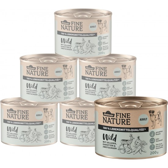 Dehner Fine Nature Dog Food, Food Grade Wet Food for Older Dogs, Duck, 6 x 400 g Tin (2.4 kg) Dehner Fine Nature Dog Food, Food Grade Wet Food for Older Dogs, Duck, 6 x 400 g Tin (2.4 kg)
