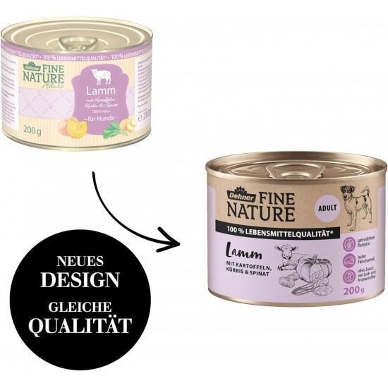 Dehner Fine Nature Dog Food, Food Grade Wet Food for Older Dogs, Duck, 6 x 400 g Tin (2.4 kg) Dehner Fine Nature Dog Food, Food Grade Wet Food for Older Dogs, Duck, 6 x 400 g Tin (2.4 kg)