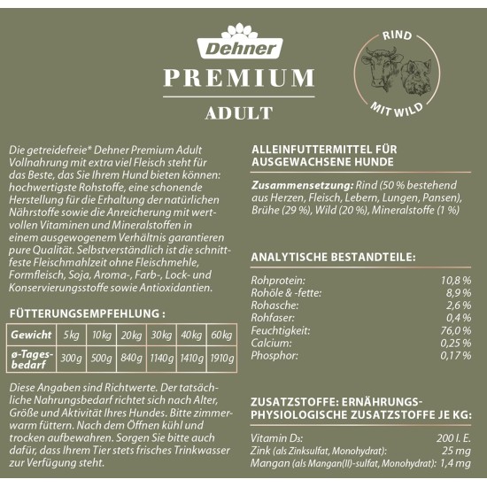 Dehner Premium Wet Dog Food, Junior / Adult / Senior, Various Types and Sizes Dehner Premium Wet Dog Food, Junior / Adult / Senior, Various Types and Sizes