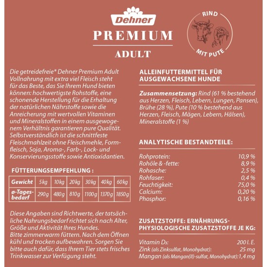 Dehner Premium Wet Dog Food, Junior / Adult / Senior, Various Types and Sizes Dehner Premium Wet Dog Food, Junior / Adult / Senior, Various Types and Sizes