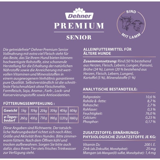Dehner Premium Wet Dog Food, Junior / Adult / Senior, Various Types and Sizes Dehner Premium Wet Dog Food, Junior / Adult / Senior, Various Types and Sizes