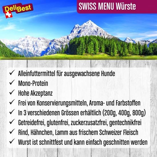 DeliBest Swiss MENU Beef Terrine with Potatoes, Wet Food for Dogs Made from 100% Swiss Beef, Grain-Free & No Additives, Gluten-Free, High-Quality Adult Dog Food, 200 g Dog Sausage DeliBest Swiss MENU Beef Terrine with Potatoes, Wet Food for Dogs Made from 100% Swiss Beef, Grain-Free & No Additives, Gluten-Free, High-Quality Adult Dog Food, 200 g Dog Sausage
