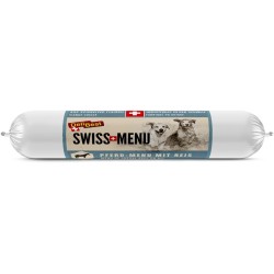 DeliBest Swiss Menu Horse Menu with Rice, Wet Food for Dogs Made from 100% Fresh Horse Meat, Gluten-Free & No Other Additives, High-Quality Adult Dog Food, 200 g Dog Sausage