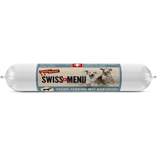 DeliBest Swiss Menu Horse Terrine with Potatoes, Wet Food for Dogs Made from 100% Fresh Horse Meat, Grain-Free & No Additives, Gluten-Free, High-Quality Adult Dog Food, 400 g Sausage DeliBest Swiss Menu Horse Terrine with Potatoes, Wet Food for Dogs Made from 100% Fresh Horse Meat, Grain-Free & No Additives, Gluten-Free, High-Quality Adult Dog Food, 400 g Sausage