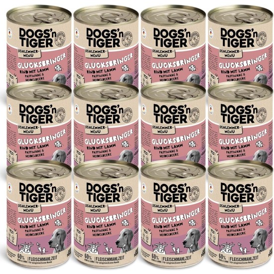 Dogs'n Tiger Adult Dog Food, Proviant, Wet Dog Food with Chicken, Duck, Apple & Potatoes - No Cereals, Added Sugar, Artificial Preservatives, Optimal Compatibility, 6 x 800 g Dogs'n Tiger Adult Dog Food, Proviant, Wet Dog Food with Chicken, Duck, Apple & Potatoes - No Cereals, Added Sugar, Artificial Preservatives, Optimal Compatibility, 6 x 800 g