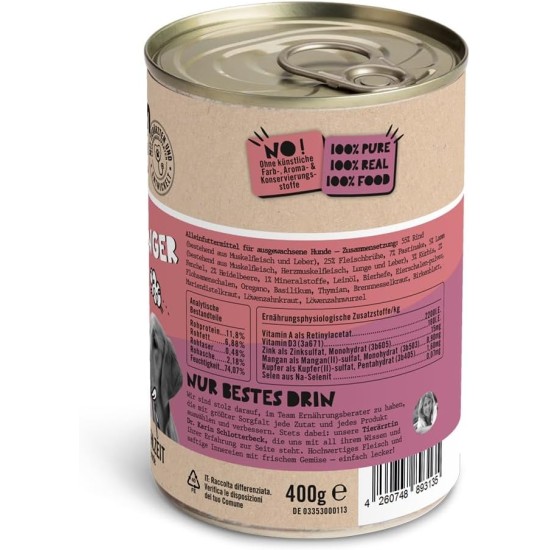 Dogs'n Tiger Adult Dog Food, Proviant, Wet Dog Food with Chicken, Duck, Apple & Potatoes - No Cereals, Added Sugar, Artificial Preservatives, Optimal Compatibility, 6 x 800 g Dogs'n Tiger Adult Dog Food, Proviant, Wet Dog Food with Chicken, Duck, Apple & Potatoes - No Cereals, Added Sugar, Artificial Preservatives, Optimal Compatibility, 6 x 800 g