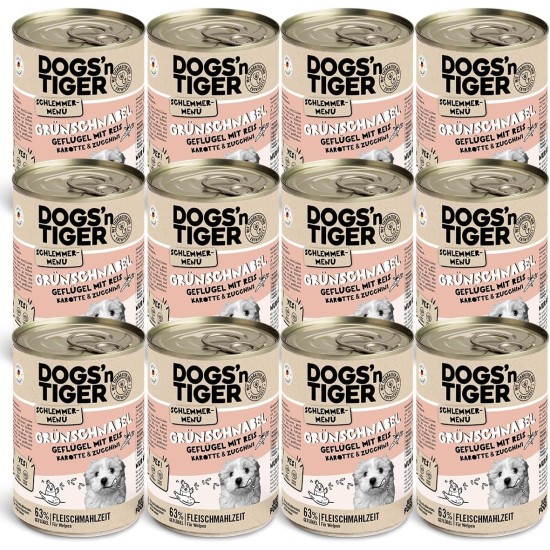 Dogs'n Tiger Adult Dog Food, Proviant, Wet Dog Food with Chicken, Duck, Apple & Potatoes - No Cereals, Added Sugar, Artificial Preservatives, Optimal Compatibility, 6 x 800 g Dogs'n Tiger Adult Dog Food, Proviant, Wet Dog Food with Chicken, Duck, Apple & Potatoes - No Cereals, Added Sugar, Artificial Preservatives, Optimal Compatibility, 6 x 800 g
