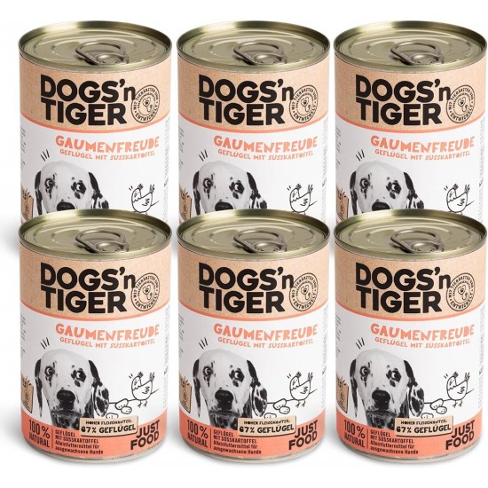Dogs'n Tiger Monoprotein Lambfromm, Premium Wet Dog Food for Puppies with Lamb and Pumpkin - No Cereals, Added Sugar, Optimal Compatibility, 6 x 400 g Dogs'n Tiger Monoprotein Lambfromm, Premium Wet Dog Food for Puppies with Lamb and Pumpkin - No Cereals, Added Sugar, Optimal Compatibility, 6 x 400 g
