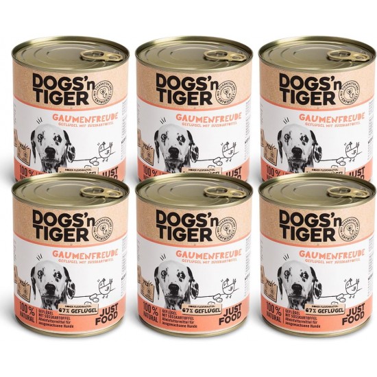 Dogs'n Tiger Monoprotein Lambfromm, Premium Wet Dog Food for Puppies with Lamb and Pumpkin - No Cereals, Added Sugar, Optimal Compatibility, 6 x 400 g Dogs'n Tiger Monoprotein Lambfromm, Premium Wet Dog Food for Puppies with Lamb and Pumpkin - No Cereals, Added Sugar, Optimal Compatibility, 6 x 400 g