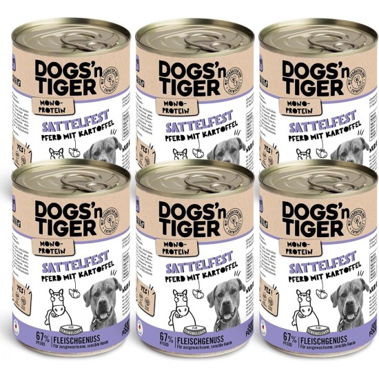Dogs'n Tiger Monoprotein Lambfromm, Premium Wet Dog Food for Puppies with Lamb and Pumpkin - No Cereals, Added Sugar, Optimal Compatibility, 6 x 400 g Dogs'n Tiger Monoprotein Lambfromm, Premium Wet Dog Food for Puppies with Lamb and Pumpkin - No Cereals, Added Sugar, Optimal Compatibility, 6 x 400 g