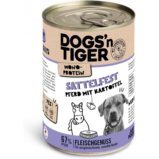 Dogs'n Tiger Monoprotein Lambfromm, Premium Wet Dog Food for Puppies with Lamb and Pumpkin - No Cereals, Added Sugar, Optimal Compatibility, 6 x 400 g Dogs'n Tiger Monoprotein Lambfromm, Premium Wet Dog Food for Puppies with Lamb and Pumpkin - No Cereals, Added Sugar, Optimal Compatibility, 6 x 400 g