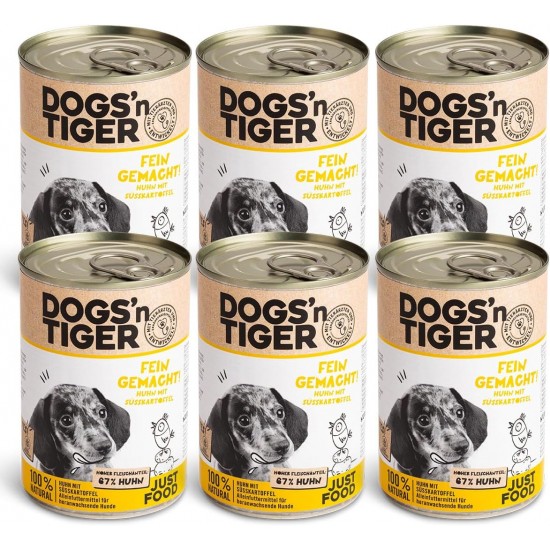 Dogs'n Tiger Monoprotein Lambfromm, Premium Wet Dog Food for Puppies with Lamb and Pumpkin - No Cereals, Added Sugar, Optimal Compatibility, 6 x 400 g Dogs'n Tiger Monoprotein Lambfromm, Premium Wet Dog Food for Puppies with Lamb and Pumpkin - No Cereals, Added Sugar, Optimal Compatibility, 6 x 400 g