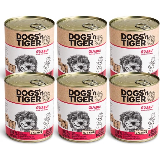 Dogs'n Tiger Monoprotein Lambfromm, Premium Wet Dog Food for Puppies with Lamb and Pumpkin - No Cereals, Added Sugar, Optimal Compatibility, 6 x 400 g Dogs'n Tiger Monoprotein Lambfromm, Premium Wet Dog Food for Puppies with Lamb and Pumpkin - No Cereals, Added Sugar, Optimal Compatibility, 6 x 400 g