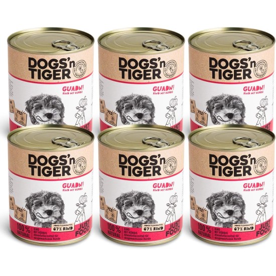Dogs'n Tiger Monoprotein, Saddle Resistant, Adult Premium Wet Dog Food with Horse Meat and Potatoes, Hypoallergenic, No Grains, Added Sugar, with Optimal Compatibility, 6 x 400 g Dogs'n Tiger Monoprotein, Saddle Resistant, Adult Premium Wet Dog Food with Horse Meat and Potatoes, Hypoallergenic, No Grains, Added Sugar, with Optimal Compatibility, 6 x 400 g