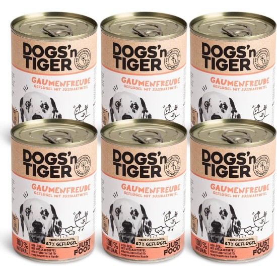 Dogs'n Tiger Monoprotein, Saddle Resistant, Adult Premium Wet Dog Food with Horse Meat and Potatoes, Hypoallergenic, No Grains, Added Sugar, with Optimal Compatibility, 6 x 400 g Dogs'n Tiger Monoprotein, Saddle Resistant, Adult Premium Wet Dog Food with Horse Meat and Potatoes, Hypoallergenic, No Grains, Added Sugar, with Optimal Compatibility, 6 x 400 g