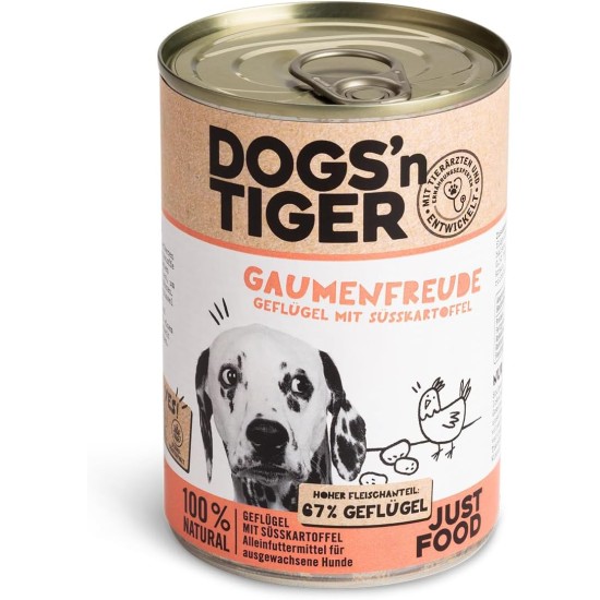 Dogs'n Tiger Monoprotein, Saddle Resistant, Adult Premium Wet Dog Food with Horse Meat and Potatoes, Hypoallergenic, No Grains, Added Sugar, with Optimal Compatibility, 6 x 400 g Dogs'n Tiger Monoprotein, Saddle Resistant, Adult Premium Wet Dog Food with Horse Meat and Potatoes, Hypoallergenic, No Grains, Added Sugar, with Optimal Compatibility, 6 x 400 g