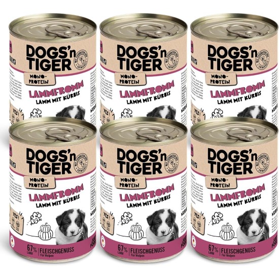 Dogs'n Tiger Monoprotein, Saddle Resistant, Adult Premium Wet Dog Food with Horse Meat and Potatoes, Hypoallergenic, No Grains, Added Sugar, with Optimal Compatibility, 6 x 400 g Dogs'n Tiger Monoprotein, Saddle Resistant, Adult Premium Wet Dog Food with Horse Meat and Potatoes, Hypoallergenic, No Grains, Added Sugar, with Optimal Compatibility, 6 x 400 g