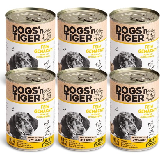 Dogs'n Tiger Monoprotein, Saddle Resistant, Adult Premium Wet Dog Food with Horse Meat and Potatoes, Hypoallergenic, No Grains, Added Sugar, with Optimal Compatibility, 6 x 400 g Dogs'n Tiger Monoprotein, Saddle Resistant, Adult Premium Wet Dog Food with Horse Meat and Potatoes, Hypoallergenic, No Grains, Added Sugar, with Optimal Compatibility, 6 x 400 g