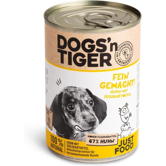 Dogs'n Tiger Monoprotein, Saddle Resistant, Adult Premium Wet Dog Food with Horse Meat and Potatoes, Hypoallergenic, No Grains, Added Sugar, with Optimal Compatibility, 6 x 400 g Dogs'n Tiger Monoprotein, Saddle Resistant, Adult Premium Wet Dog Food with Horse Meat and Potatoes, Hypoallergenic, No Grains, Added Sugar, with Optimal Compatibility, 6 x 400 g