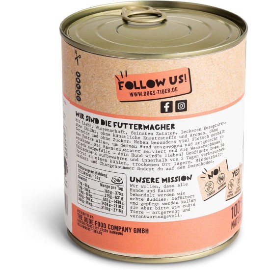 Dogs'n Tiger Monoprotein, Saddle Resistant, Adult Premium Wet Dog Food with Horse Meat and Potatoes, Hypoallergenic, No Grains, Added Sugar, with Optimal Compatibility, 6 x 400 g Dogs'n Tiger Monoprotein, Saddle Resistant, Adult Premium Wet Dog Food with Horse Meat and Potatoes, Hypoallergenic, No Grains, Added Sugar, with Optimal Compatibility, 6 x 400 g