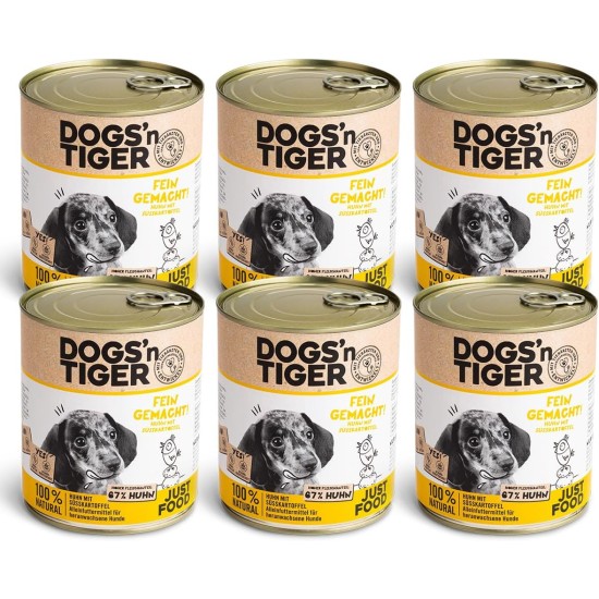 Dogs'n Tiger Monoprotein, Saddle Resistant, Adult Premium Wet Dog Food with Horse Meat and Potatoes, Hypoallergenic, No Grains, Added Sugar, with Optimal Compatibility, 6 x 400 g Dogs'n Tiger Monoprotein, Saddle Resistant, Adult Premium Wet Dog Food with Horse Meat and Potatoes, Hypoallergenic, No Grains, Added Sugar, with Optimal Compatibility, 6 x 400 g