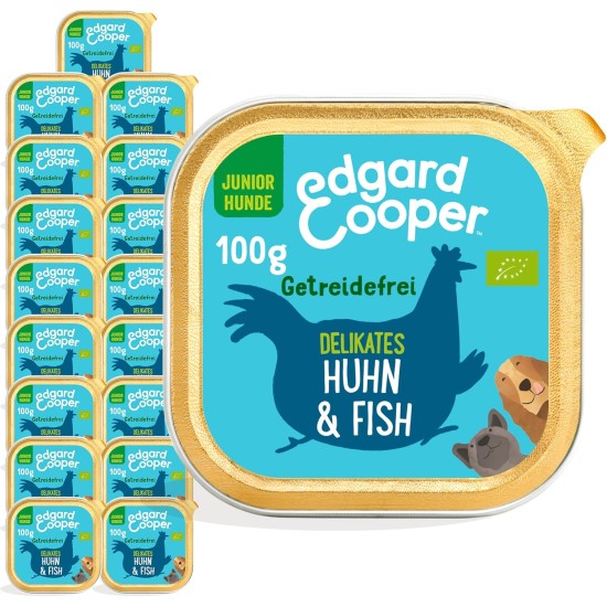 Edgard & Cooper Organic Wet Puppy Food (Organic Chicken & Fish, 17 x 100g), Natural Dog Food in Cup, Fresh Meat, Protein Rich, Hypoallergenic, No Added Sugar Edgard & Cooper Organic Wet Puppy Food (Organic Chicken & Fish, 17 x 100g), Natural Dog Food in Cup, Fresh Meat, Protein Rich, Hypoallergenic, No Added Sugar