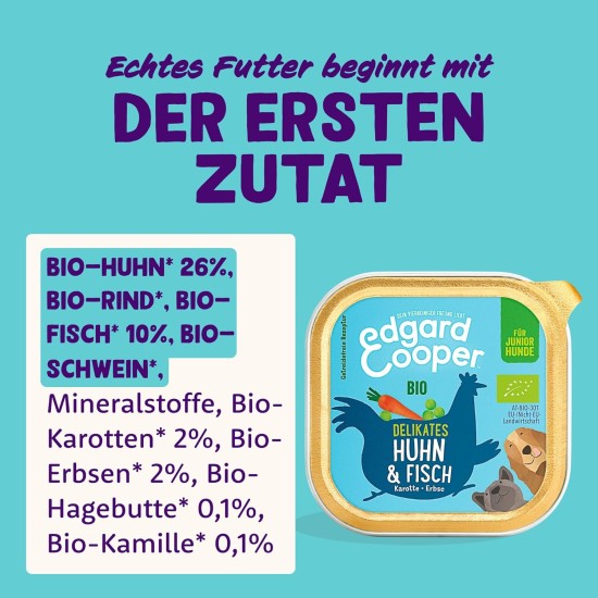 Edgard & Cooper Organic Wet Puppy Food (Organic Chicken & Fish, 17 x 100g), Natural Dog Food in Cup, Fresh Meat, Protein Rich, Hypoallergenic, No Added Sugar Edgard & Cooper Organic Wet Puppy Food (Organic Chicken & Fish, 17 x 100g), Natural Dog Food in Cup, Fresh Meat, Protein Rich, Hypoallergenic, No Added Sugar