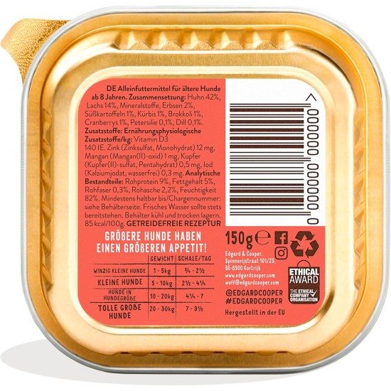 Edgard & Cooper Wet Dog Food (Chicken & Turkey, 150g x 11), Grain Free, Natural Ingredients and Fresh Meat, Full of Essential Amino Acids Edgard & Cooper Wet Dog Food (Chicken & Turkey, 150g x 11), Grain Free, Natural Ingredients and Fresh Meat, Full of Essential Amino Acids