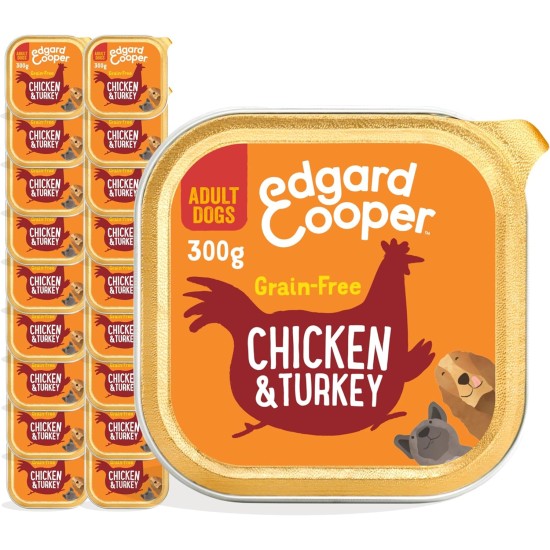 Edgard & Cooper Wet Dog Food (Chicken & Turkey, 150g x 11), Grain Free, Natural Ingredients and Fresh Meat, Full of Essential Amino Acids Edgard & Cooper Wet Dog Food (Chicken & Turkey, 150g x 11), Grain Free, Natural Ingredients and Fresh Meat, Full of Essential Amino Acids