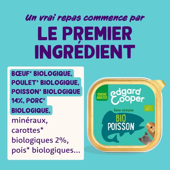 Edgard & Cooper Wet Dog Food (Organic Fish 100g x 17), Grain-Free & Organic, Fresh Fish and High Quality Proteins, Real Ingredients for Dogs, Hypoallergenic, No Added Sugar Edgard & Cooper Wet Dog Food (Organic Fish 100g x 17), Grain-Free & Organic, Fresh Fish and High Quality Proteins, Real Ingredients for Dogs, Hypoallergenic, No Added Sugar