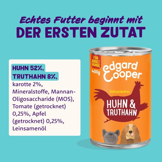 Edgard & Cooper Wet Puppy Food (Duck & Chicken, 400g x 6), Grain Free, Natural Ingredients and Fresh Meat, Full of Essential Amino Acids Edgard & Cooper Wet Puppy Food (Duck & Chicken, 400g x 6), Grain Free, Natural Ingredients and Fresh Meat, Full of Essential Amino Acids