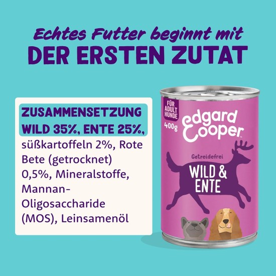 Edgard & Cooper Wet Puppy Food (Duck & Chicken, 400g x 6), Grain Free, Natural Ingredients and Fresh Meat, Full of Essential Amino Acids Edgard & Cooper Wet Puppy Food (Duck & Chicken, 400g x 6), Grain Free, Natural Ingredients and Fresh Meat, Full of Essential Amino Acids