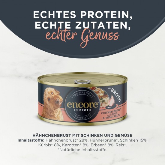 Encore 100% Natural Premium Wet Food for Dogs, Chicken Breast in Broth for Adult Cats - Pack of 16 x 156 g Cans Encore 100% Natural Premium Wet Food for Dogs, Chicken Breast in Broth for Adult Cats - Pack of 16 x 156 g Cans
