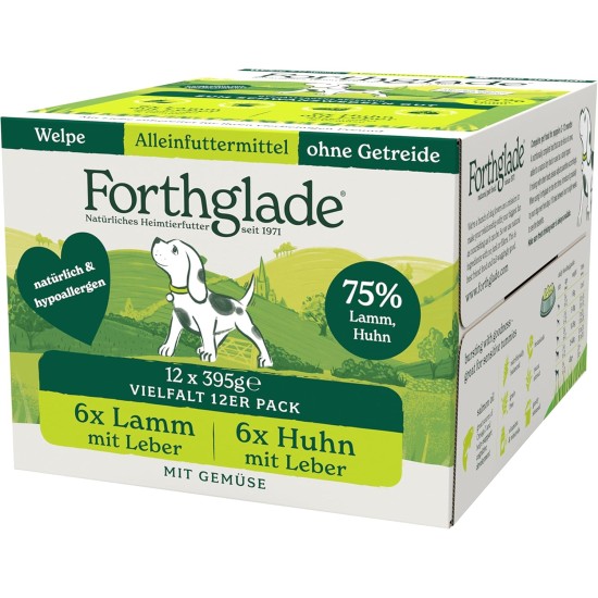Forthglade Wet Food for Dogs (Mix Pack, 12 x 395 g Bowls) - Grain-Free Food for Puppies from 2-12 Months with Lamb and Liver & Chicken with Vegetables, Hypoallergenic Dog Food Forthglade Wet Food for Dogs (Mix Pack, 12 x 395 g Bowls) - Grain-Free Food for Puppies from 2-12 Months with Lamb and Liver & Chicken with Vegetables, Hypoallergenic Dog Food