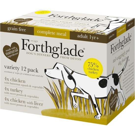 Forthglade Wet Food for Dogs (Mix Pack, 6 x 395 g Bowls) - Grain-Free Food with Beef, Turkey or Chicken & Vegetables for Adult Dogs from 1 Year Old, Hypoallergenic Dog Food Forthglade Wet Food for Dogs (Mix Pack, 6 x 395 g Bowls) - Grain-Free Food with Beef, Turkey or Chicken & Vegetables for Adult Dogs from 1 Year Old, Hypoallergenic Dog Food