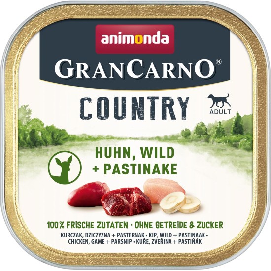 GranCarno animonda Country Dog Wet Food, Trout + Potato (22 x 150 g), Dog Food Wet without Grain and Sugar for Adult Dogs, with Fresh Meat Ingredients GranCarno animonda Country Dog Wet Food, Trout + Potato (22 x 150 g), Dog Food Wet without Grain and Sugar for Adult Dogs, with Fresh Meat Ingredients