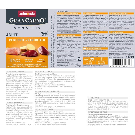 GranCarno animonda Dog Wet Food Superfoods Variation (6 x 400 g), Dog Food Wet without Grain and Sugar for Adult Dogs, with Fresh Meat Ingredients GranCarno animonda Dog Wet Food Superfoods Variation (6 x 400 g), Dog Food Wet without Grain and Sugar for Adult Dogs, with Fresh Meat Ingredients