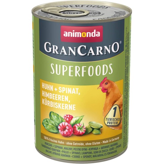 GranCarno animonda Dog Wet Food Superfoods Variation (6 x 400 g), Dog Food Wet without Grain and Sugar for Adult Dogs, with Fresh Meat Ingredients GranCarno animonda Dog Wet Food Superfoods Variation (6 x 400 g), Dog Food Wet without Grain and Sugar for Adult Dogs, with Fresh Meat Ingredients
