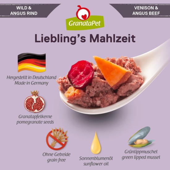 GranataPet Liebling's Mahlzeit Lamb & Potato Wet Dog Food without Grain & Sugar Supplements, Complete Food, 6 x 800 g GranataPet Liebling's Mahlzeit Lamb & Potato Wet Dog Food without Grain & Sugar Supplements, Complete Food, 6 x 800 g