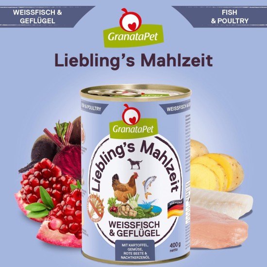 GranataPet Liebling's Mahlzeit Lamb & Potato Wet Dog Food without Grain & Sugar Supplements, Complete Food, 6 x 800 g GranataPet Liebling's Mahlzeit Lamb & Potato Wet Dog Food without Grain & Sugar Supplements, Complete Food, 6 x 800 g