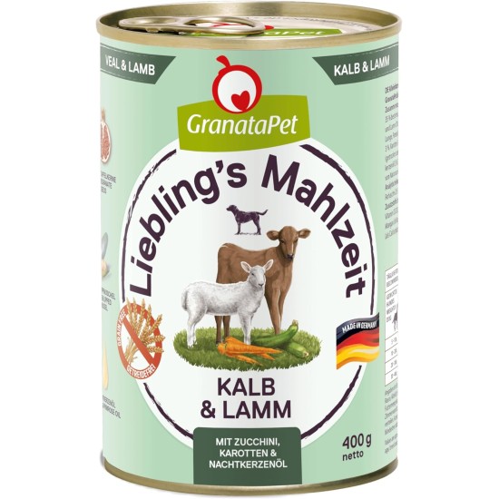 GranataPet Liebling's Mahlzeit Lamb & Potato Wet Dog Food without Grain & Sugar Supplements, Complete Food, 6 x 800 g GranataPet Liebling's Mahlzeit Lamb & Potato Wet Dog Food without Grain & Sugar Supplements, Complete Food, 6 x 800 g