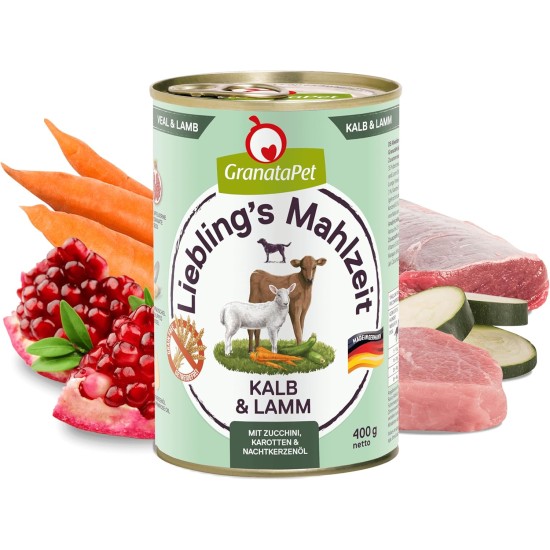 GranataPet Liebling's Mahlzeit Lamb & Potato Wet Dog Food without Grain & Sugar Supplements, Complete Food, 6 x 800 g GranataPet Liebling's Mahlzeit Lamb & Potato Wet Dog Food without Grain & Sugar Supplements, Complete Food, 6 x 800 g