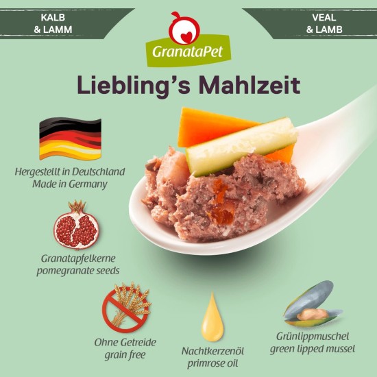 GranataPet Liebling's Mahlzeit Lamb & Potato Wet Dog Food without Grain & Sugar Supplements, Complete Food, 6 x 800 g GranataPet Liebling's Mahlzeit Lamb & Potato Wet Dog Food without Grain & Sugar Supplements, Complete Food, 6 x 800 g