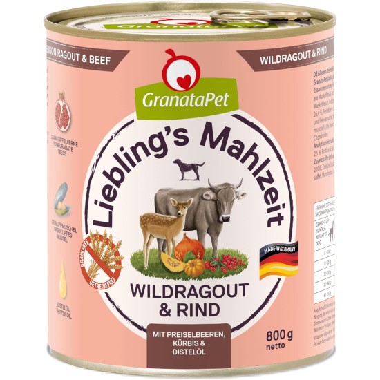 GranataPet Liebling's Mahlzeit Lamb & Potato Wet Dog Food without Grain & Sugar Supplements, Complete Food, 6 x 800 g GranataPet Liebling's Mahlzeit Lamb & Potato Wet Dog Food without Grain & Sugar Supplements, Complete Food, 6 x 800 g