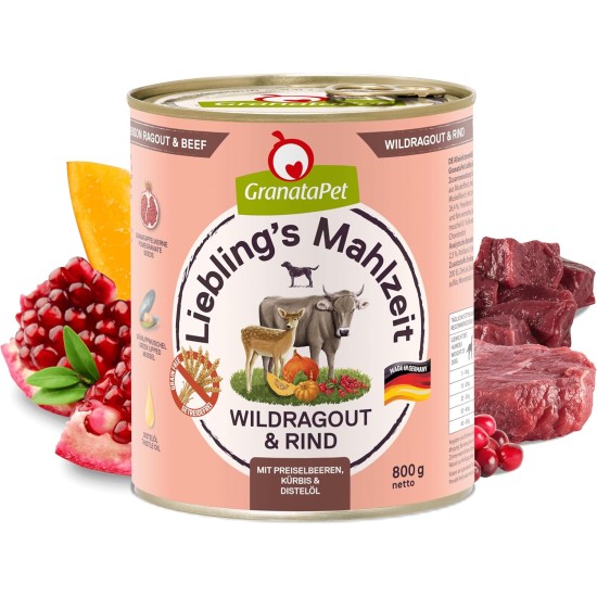 GranataPet Liebling's Mahlzeit Lamb & Potato Wet Dog Food without Grain & Sugar Supplements, Complete Food, 6 x 800 g GranataPet Liebling's Mahlzeit Lamb & Potato Wet Dog Food without Grain & Sugar Supplements, Complete Food, 6 x 800 g