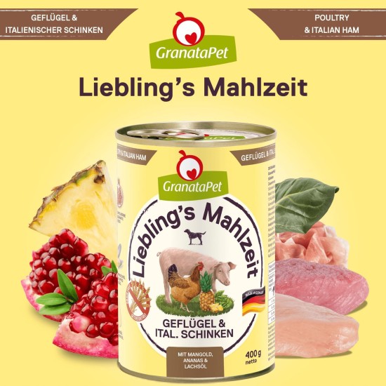 GranataPet Liebling's Mahlzeit Lamb & Potato Wet Dog Food without Grain & Sugar Supplements, Complete Food, 6 x 800 g GranataPet Liebling's Mahlzeit Lamb & Potato Wet Dog Food without Grain & Sugar Supplements, Complete Food, 6 x 800 g