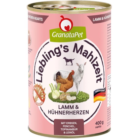 GranataPet Liebling's Mahlzeit Lamb & Potato Wet Dog Food without Grain & Sugar Supplements, Complete Food, 6 x 800 g GranataPet Liebling's Mahlzeit Lamb & Potato Wet Dog Food without Grain & Sugar Supplements, Complete Food, 6 x 800 g