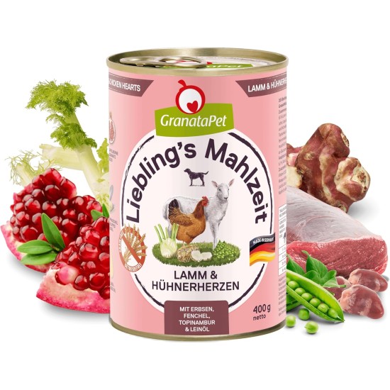 GranataPet Liebling's Mahlzeit Lamb & Potato Wet Dog Food without Grain & Sugar Supplements, Complete Food, 6 x 800 g GranataPet Liebling's Mahlzeit Lamb & Potato Wet Dog Food without Grain & Sugar Supplements, Complete Food, 6 x 800 g