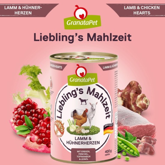 GranataPet Liebling's Mahlzeit Lamb & Potato Wet Dog Food without Grain & Sugar Supplements, Complete Food, 6 x 800 g GranataPet Liebling's Mahlzeit Lamb & Potato Wet Dog Food without Grain & Sugar Supplements, Complete Food, 6 x 800 g